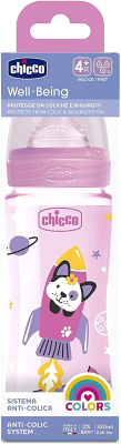 Бутылочка для кормления Chicco Well-Being Girl с силиконовой соской / 00028637100000 (330мл)