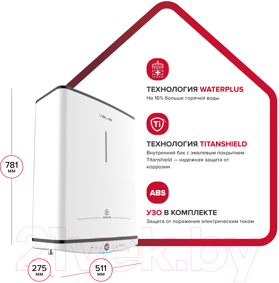 Накопительный водонагреватель Ariston Velis Tech PW ABSE 50 (3700702)