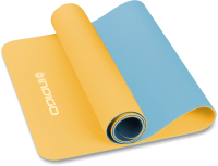 Коврик для йоги и фитнеса Indigo TPE IN106 (желтый/голубой) - 