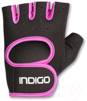 Перчатки для пауэрлифтинга Indigo IN200 (M, черный/фиолетовый)