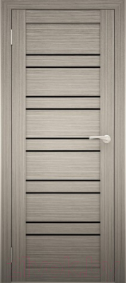 Дверь межкомнатная Юни Амати 25 70x200 (дуб дымчатый/стекло черное)