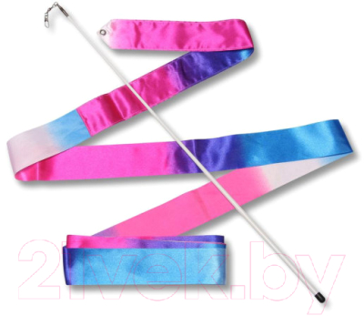 Лента для художественной гимнастики с палочкой No Brand АВ236-14 (белый/синий/розовый)