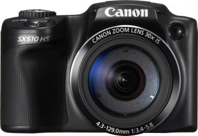 Компактный фотоаппарат Canon PowerShot SX510 HS (черный) - вид спереди