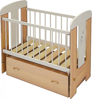 Детская кроватка Алмаз-Мебель Зайка-2 маятник (Бук) - общий вид