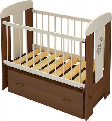 Детская кроватка Алмаз-Мебель Зайка-2 маятник (Орех) - общий вид