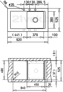 Мойка кухонная Teka Aura 45 B-TG / 88391 (белый) - схема встраивания