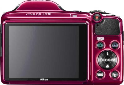 Компактный фотоаппарат Nikon Coolpix L830 (Red) - вид сзади