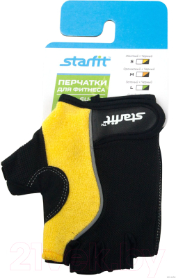 Перчатки для пауэрлифтинга Starfit SU-108 (S, желтый/черный)