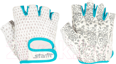 Перчатки для пауэрлифтинга Starfit SU-110 (S, белый/голубой)