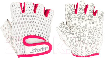 Перчатки для пауэрлифтинга Starfit SU-110 (M, белый/розовый)