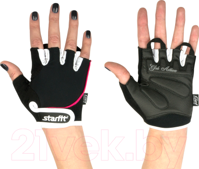 Перчатки для фитнеса Starfit SU-111 (S, черный/белый/розовый)