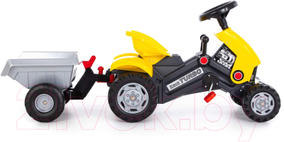Каталка детская Полесье Turbo-2 Трактор с педалями и полуприцепом / 89342 (желтый)