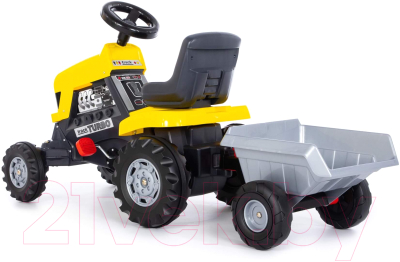 Каталка детская Полесье Turbo Трактор с педалями и полуприцепом / 89328 (желтый)