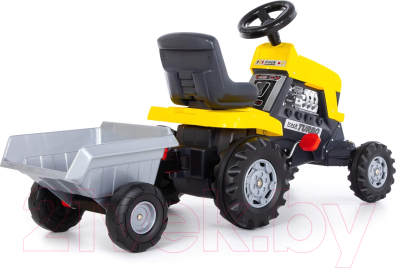 Каталка детская Полесье Turbo Трактор с педалями и полуприцепом / 89328 (желтый)