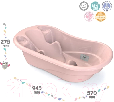 Ванночка детская Kidwick Лайнер / KW230306 (с термометром, розовый/темно-розовый)
