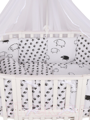 Бортик в кроватку Amarobaby Home Elite (12 подушек, белый/черный)