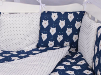 Бортик в кроватку Amarobaby Белые медведи (12 подушек, синий)
