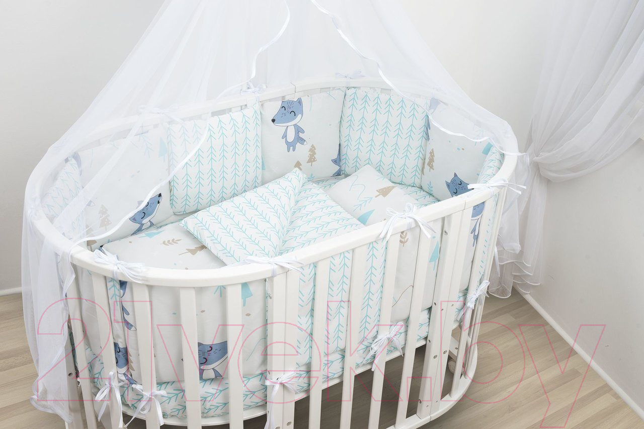 Бортик в кроватку Amarobaby В лесу (12 подушек, серый) — фото 5