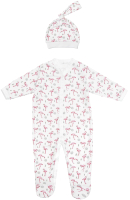 Комплект одежды для новорожденных Amarobaby Soft Hugs Фламинго / AB-OD20-SHF301/00-62 (белый, р. 62) - 