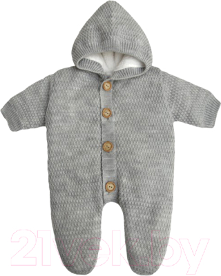 Комбинезон для малышей Amarobaby Pure Love Flyffy / AB-OD21-PLF302/11-74 (серый, р. 74)