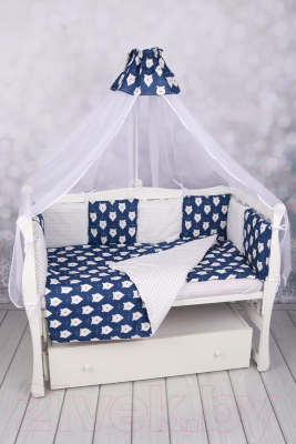 Комплект постельный для малышей Amarobaby Premium Белые медведи (18 предметов, синий)