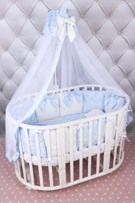Комплект постельный для малышей Amarobaby Premium Элит (18 предметов, голубой)