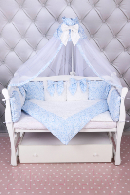 Комплект постельный для малышей Amarobaby Premium Элит (18 предметов, голубой)