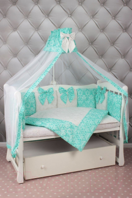 Комплект постельный для малышей Amarobaby Premium Элит (18 предметов, мятный)
