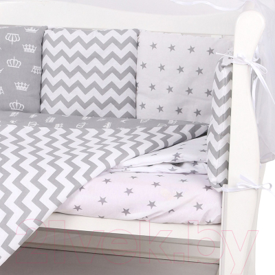Комплект постельный для малышей Amarobaby Royal Baby (15 предметов, серый)