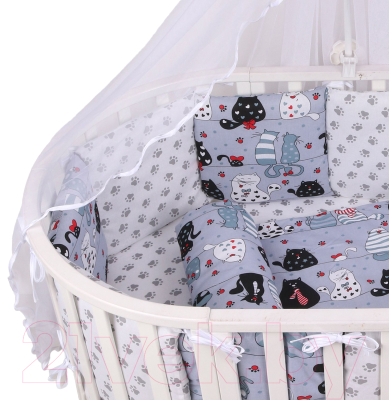 Комплект постельный для малышей Amarobaby Котики (15 предметов, серый)