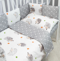 Комплект постельный для малышей Amarobaby Крошка ежик / AMARO-3015-KE (белый/серый) - 