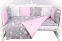 Комплект постельный для малышей Amarobaby Мечта (15 предметов, серый/розовый) - 