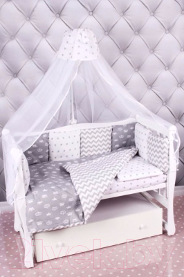 Комплект постельный для малышей Amarobaby Royal Baby (18 предметов, серый)