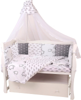 Комплект постельный для малышей Amarobaby Good Night (19 предметов, белый/серый) - 