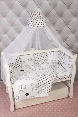 Комплект постельный для малышей Amarobaby Home Elite (19 предметов, черный/белый)