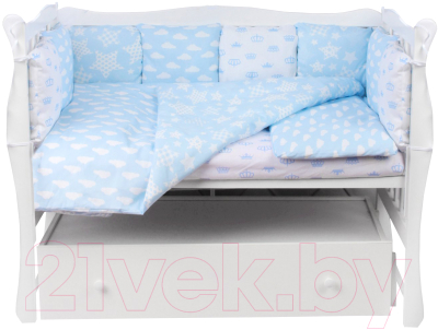 Комплект постельный для малышей Amarobaby Воздушный (19 предметов, голубой)
