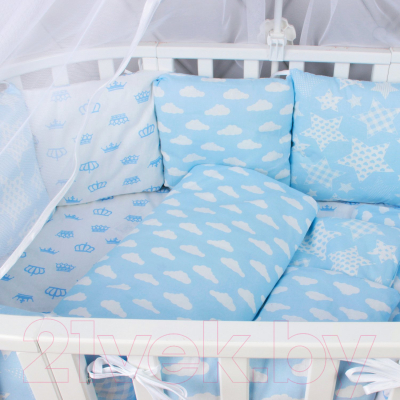 Комплект постельный для малышей Amarobaby Воздушный (19 предметов, голубой)
