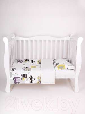 Комплект постельный для малышей Amarobaby Baby Boom / КПБ-3-Город (белый)
