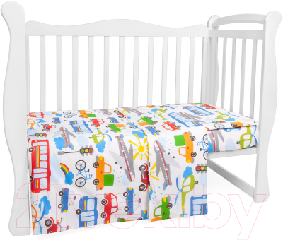 Комплект постельный для малышей Amarobaby Baby Boom Городской транспорт / AMARO-3003-GT