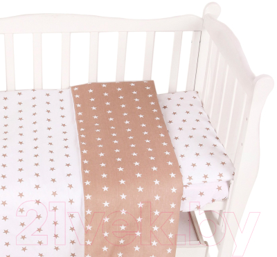 Комплект постельный для малышей Amarobaby Baby Boom / КПБ-3 Звезды (коричневый)