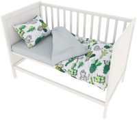 Комплект постельный для новорожденных Amarobaby Baby Boom / КПБ-3-Кактусы (белый) - 