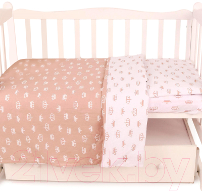 Комплект постельный для малышей Amarobaby Baby Boom / КПБ-3 Короны (коричневый)