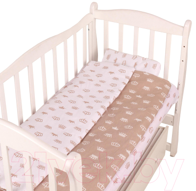 Комплект постельный для малышей Amarobaby Baby Boom / КПБ-3 Короны (коричневый)
