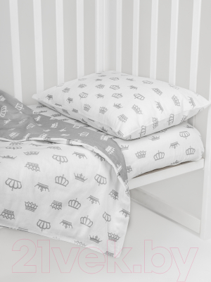 Комплект постельный для малышей Amarobaby Baby Boom / КПБ-3 Короны (серый)
