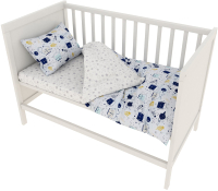 Комплект постельный для новорожденных Amarobaby Baby Boom / КПБ-3-Космос (белый) - 