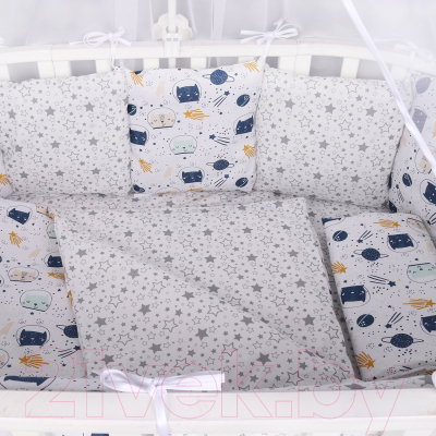 Комплект постельный для малышей Amarobaby Baby Boom / КПБ-3-Космос (белый)