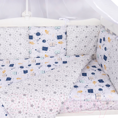 Комплект постельный для малышей Amarobaby Baby Boom / КПБ-3-Космос (белый)