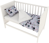 Комплект постельный для новорожденных Amarobaby Baby Boom / КПБ-3-Котики (серый) - 