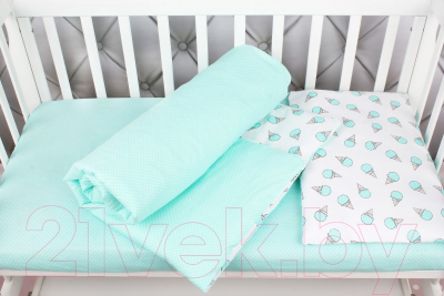 Комплект постельный для малышей Amarobaby Baby Boom / КПБ-3 Мороженки (мята)
