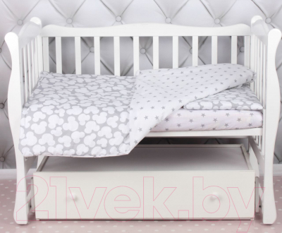 Комплект постельный для малышей Amarobaby Baby Boom Мышонок / КПБ-3-Мышонок (серый)